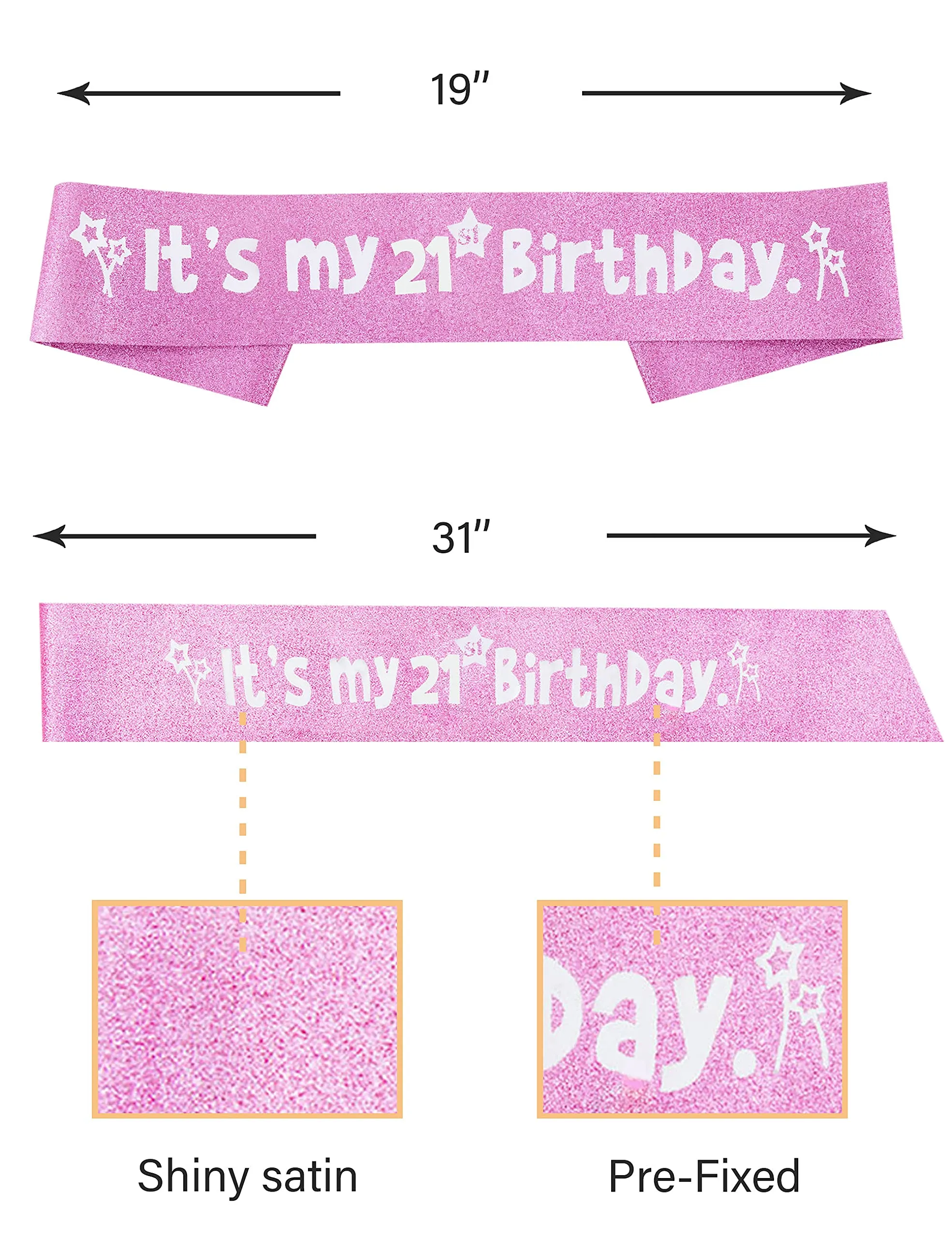 21st Birthday Gifts for Her, 21st Birthday Sash, 21st Birthday Decorations for Her, 21