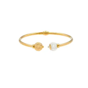 22K Gold Bangle W/ Facing ball acents