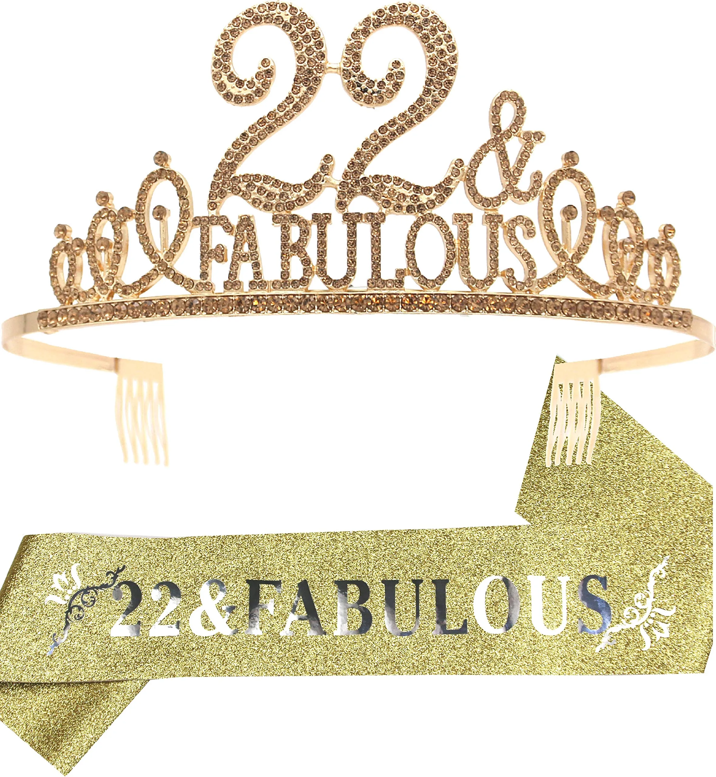 22nd Birthday Gifts for Women, 22nd Birthday Crown and Sash for Women, 22nd Birthday