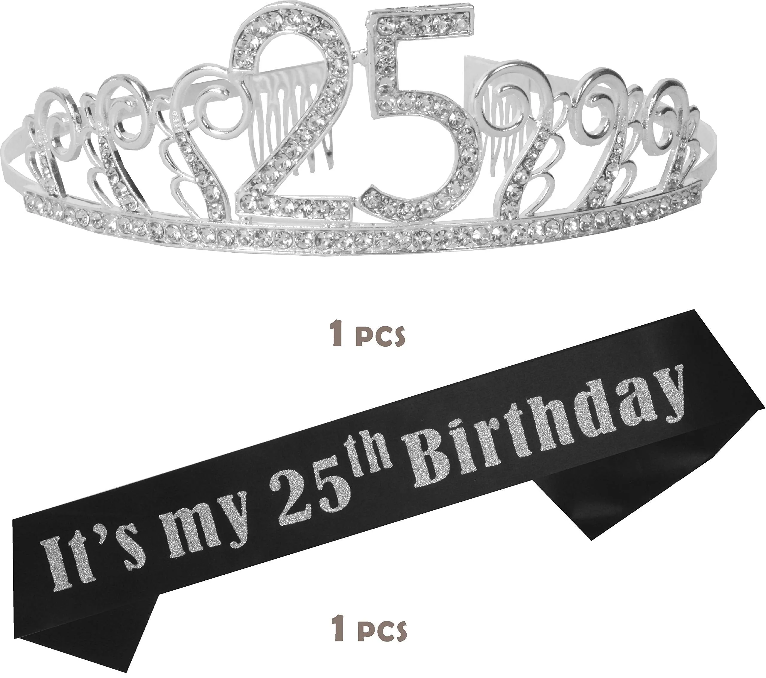 25th Birthday, 25th Birthday Gifts for Women, 25th Birthday Crown, 25th Birthday Sash