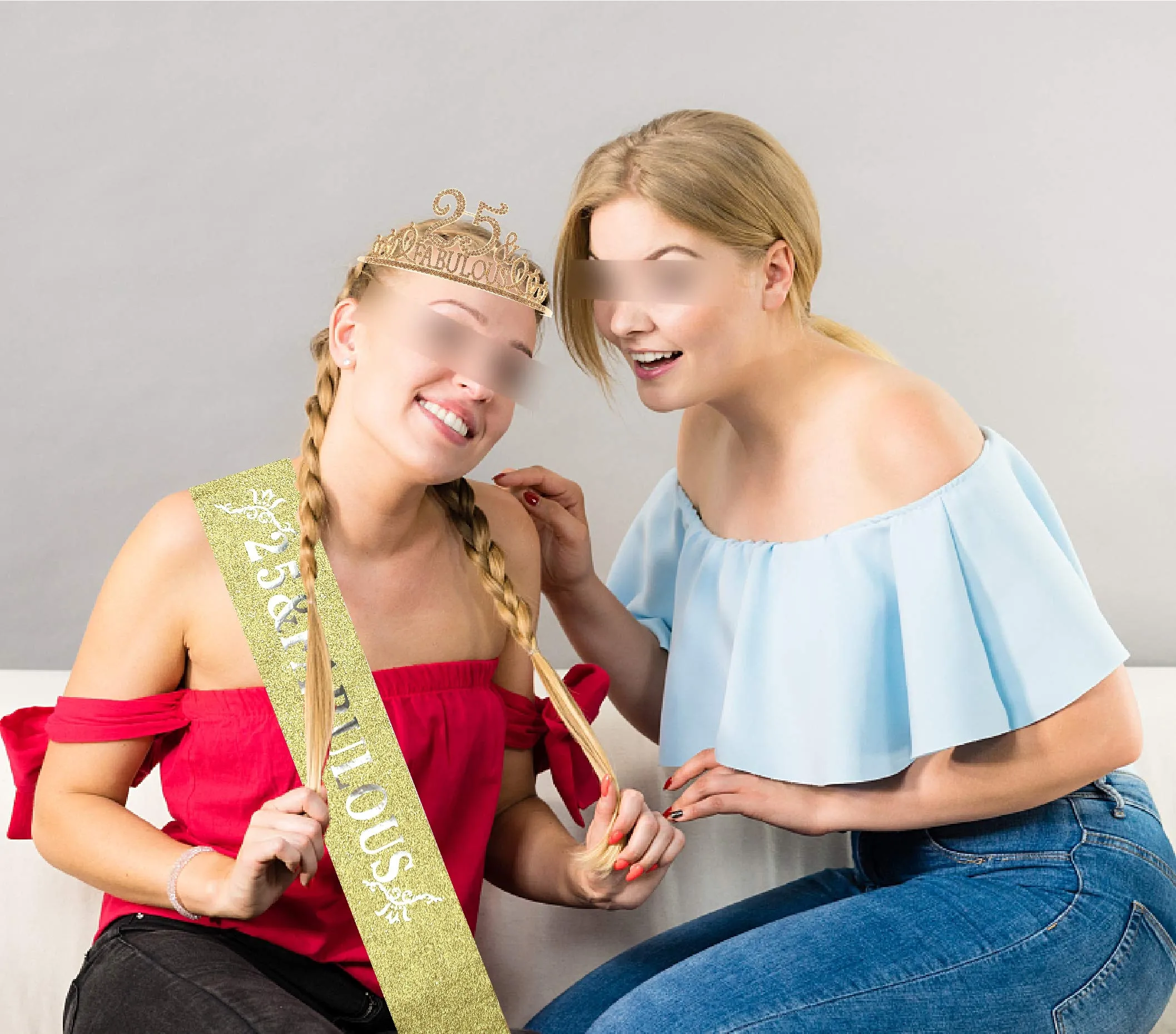 25th Birthday Gifts for Women,25th Birthday Tiara and Sash Golden,25th Birthday