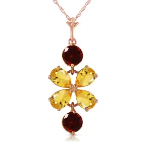 3.15 Carat 14K Solid Rose Gold Necklace Citrine Garneters