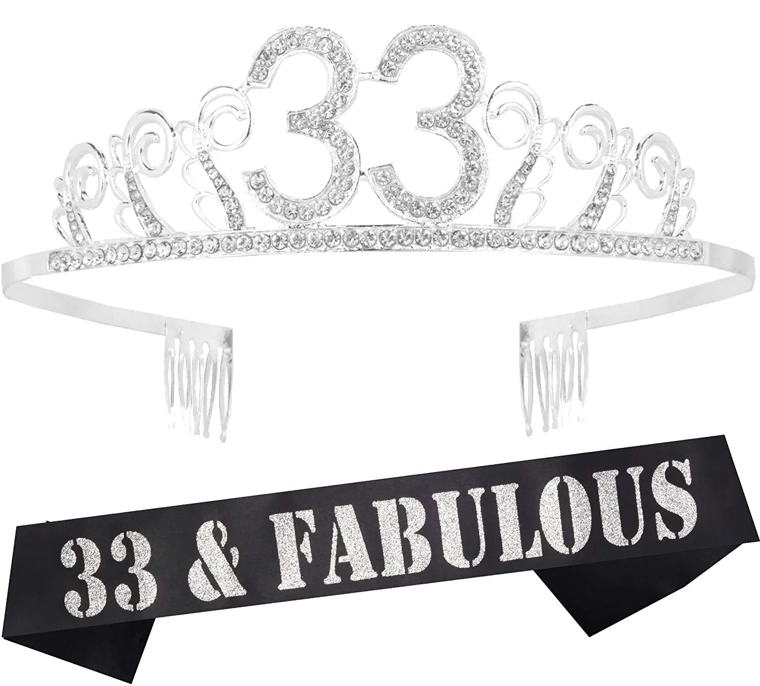 33rd Birthday Gifts for Women, 33rd Birthday Tiara and Sash, HAPPY 33rd Birthday Party