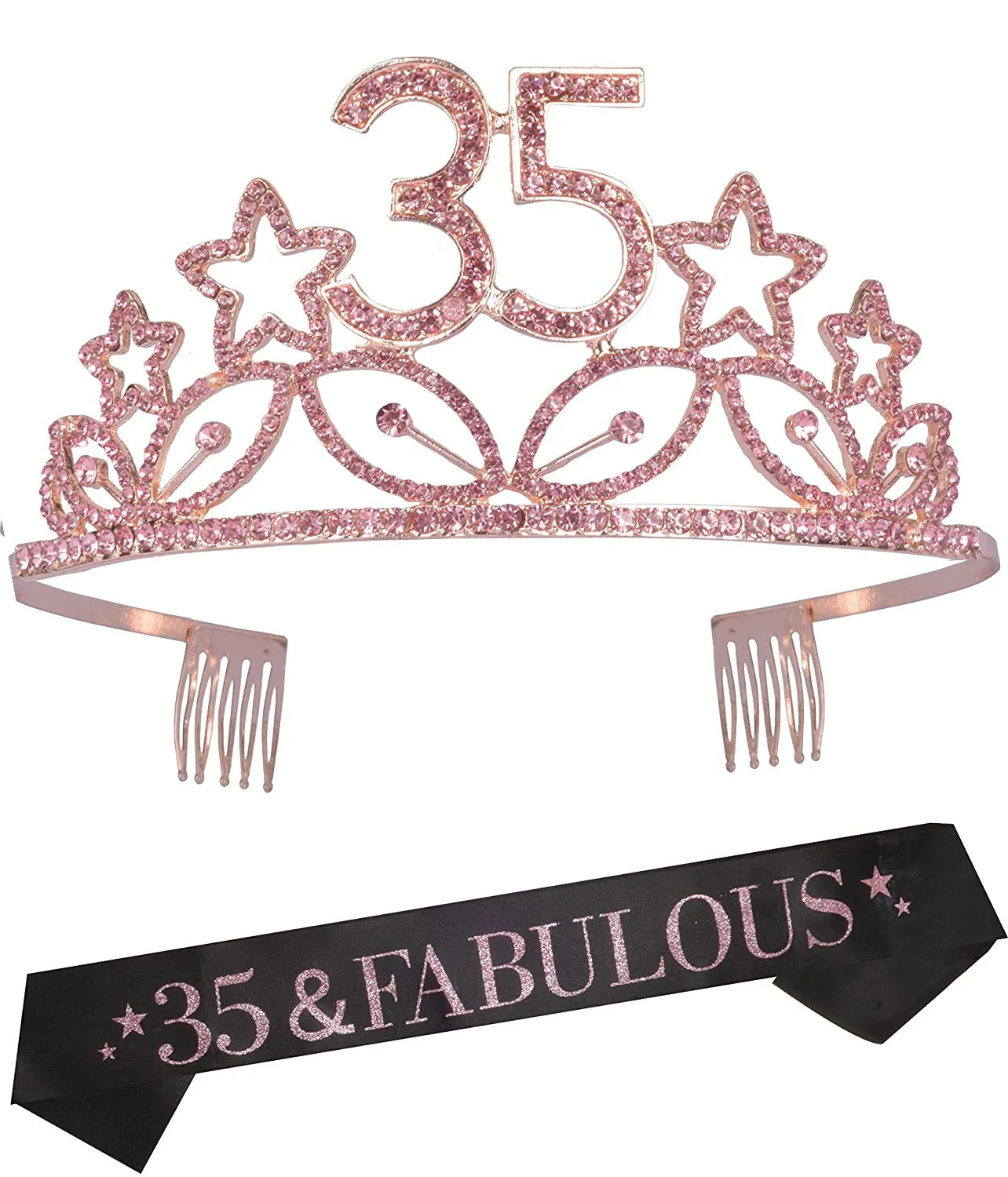 35th Birthday Gifts for Women, 35th Birthday Tiara and Sash, Happy 35th Birthday Party