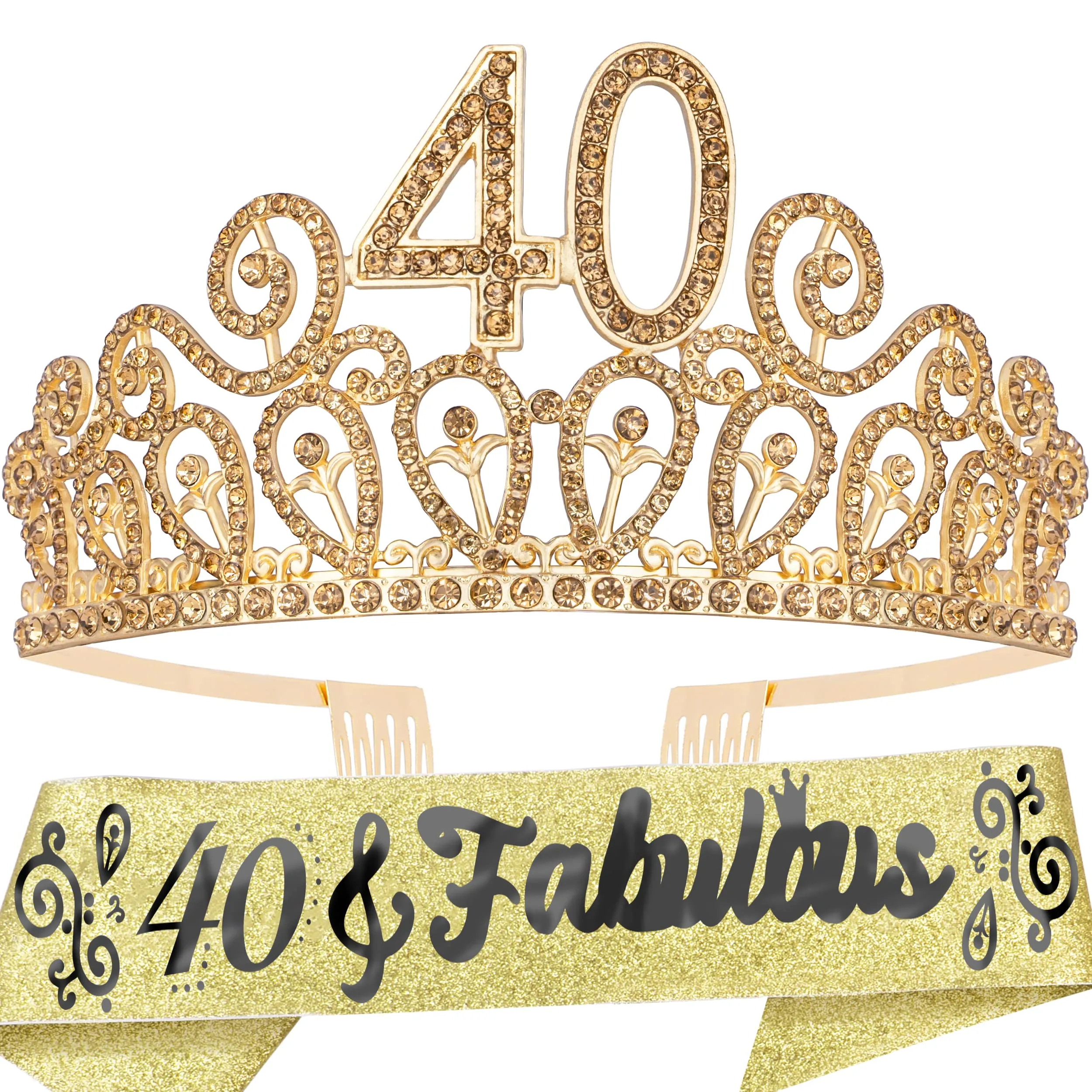 40th Birthday Sash And Tiara For Women - Fabulous Glitter Sash   Ripples