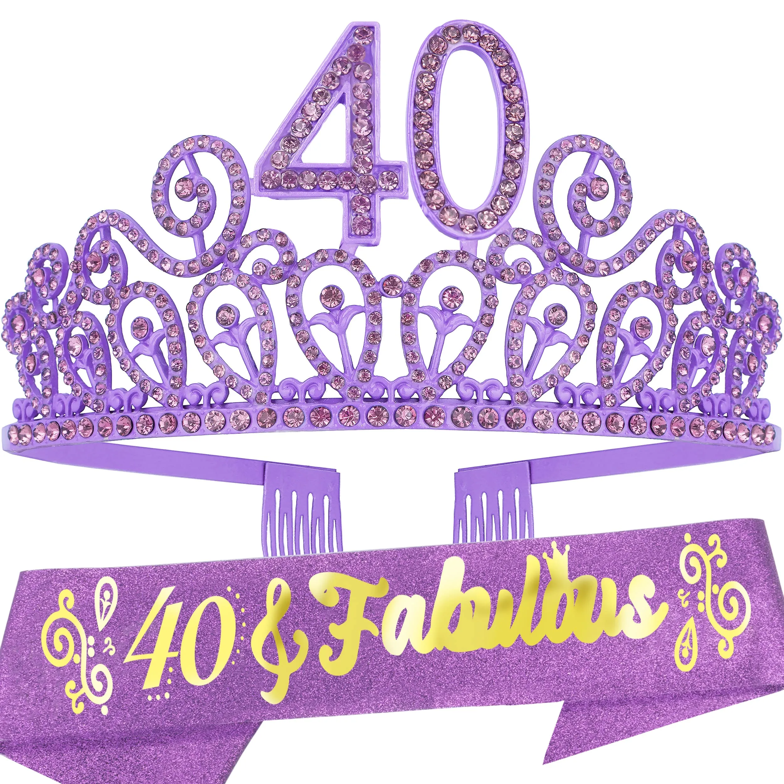 40th Birthday Sash And Tiara For Women - Fabulous Glitter Sash   Ripples