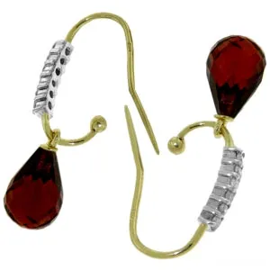 4.68 Carat 14K Solid Yellow Gold Impressions Garnet Diamond Earrings