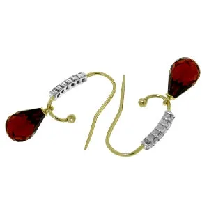 4.68 Carat 14K Solid Yellow Gold Impressions Garnet Diamond Earrings