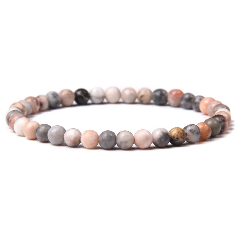 4mm Natural Agate Stone Beads Energy Charm Bracelet For Women