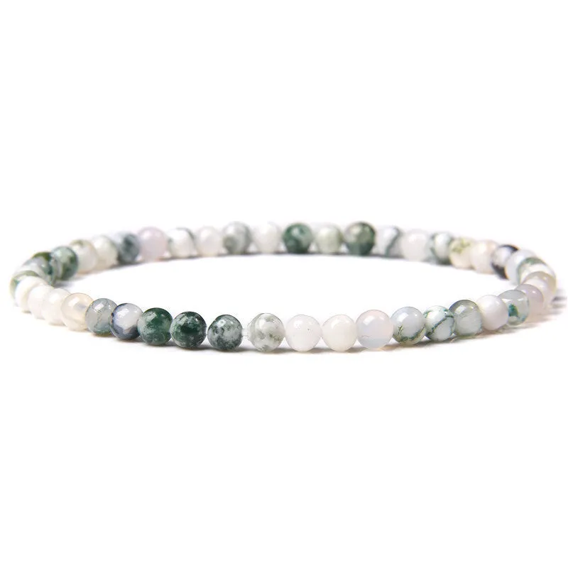 4mm Natural Agate Stone Beads Energy Charm Bracelet For Women