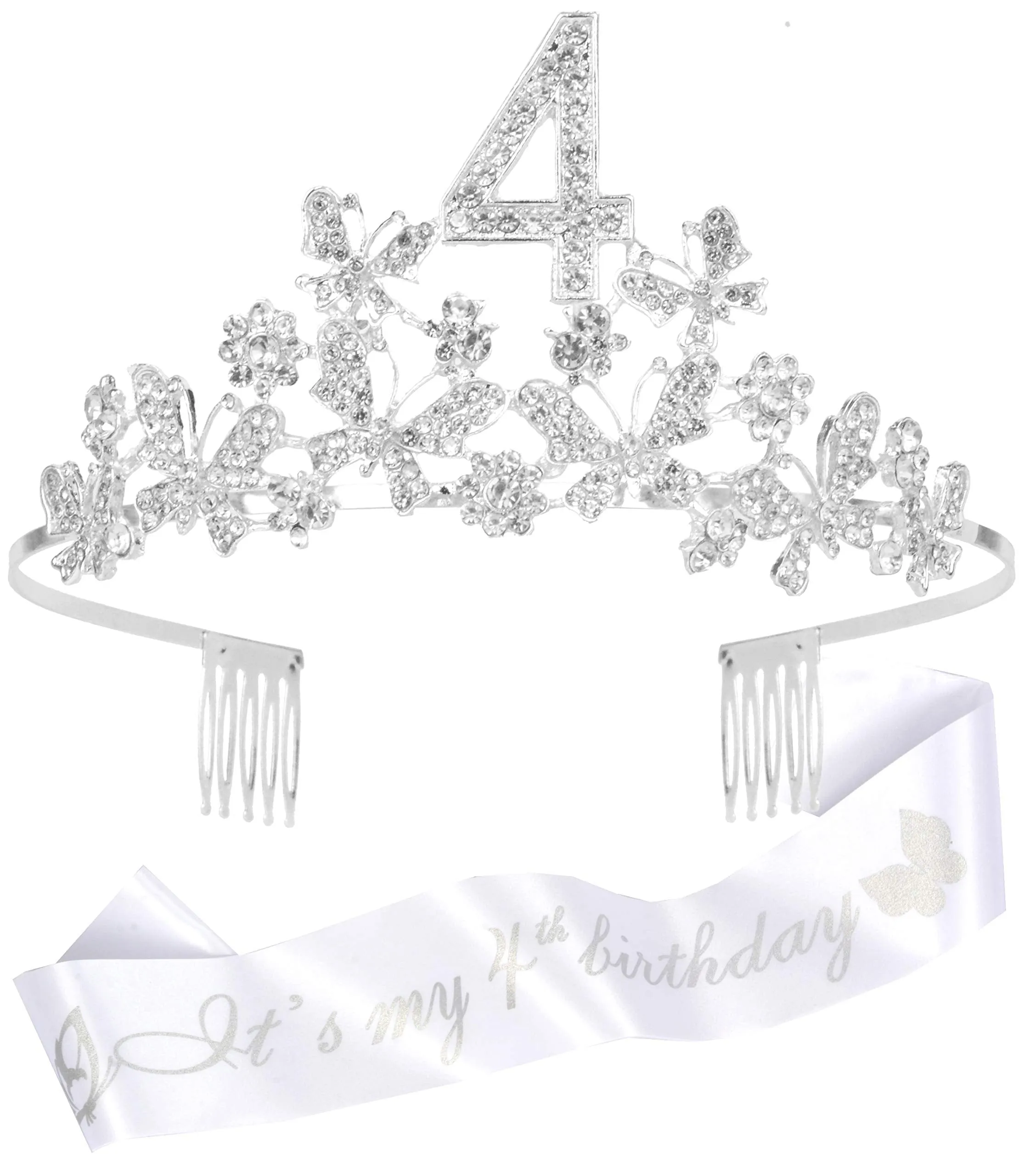 4th Birthday Gifts for Girls, 4th Birthday Tiara and Sash, Its My 4th Birthday Sash