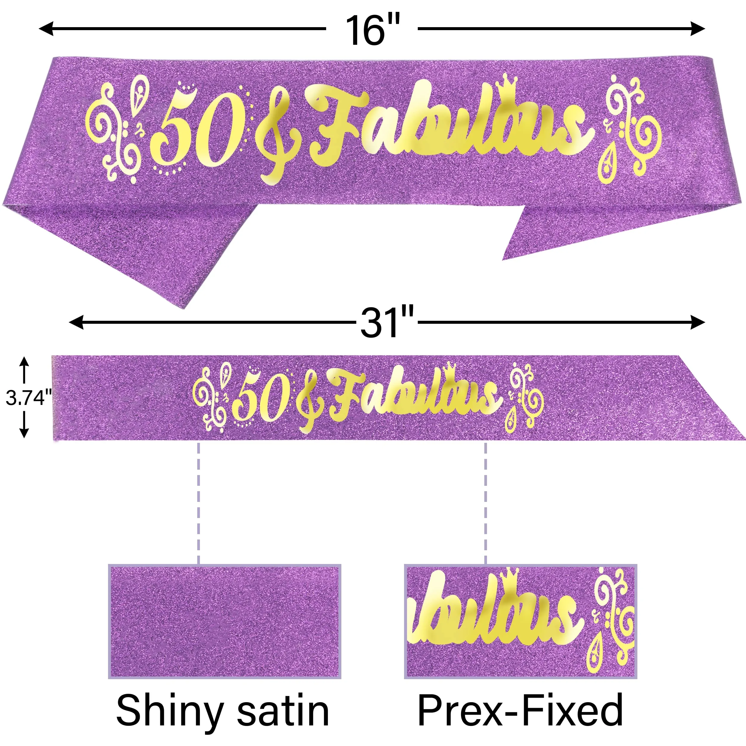 50th Birthday Sash And Tiara For Women - Fabulous Glitter Sash   Ripples