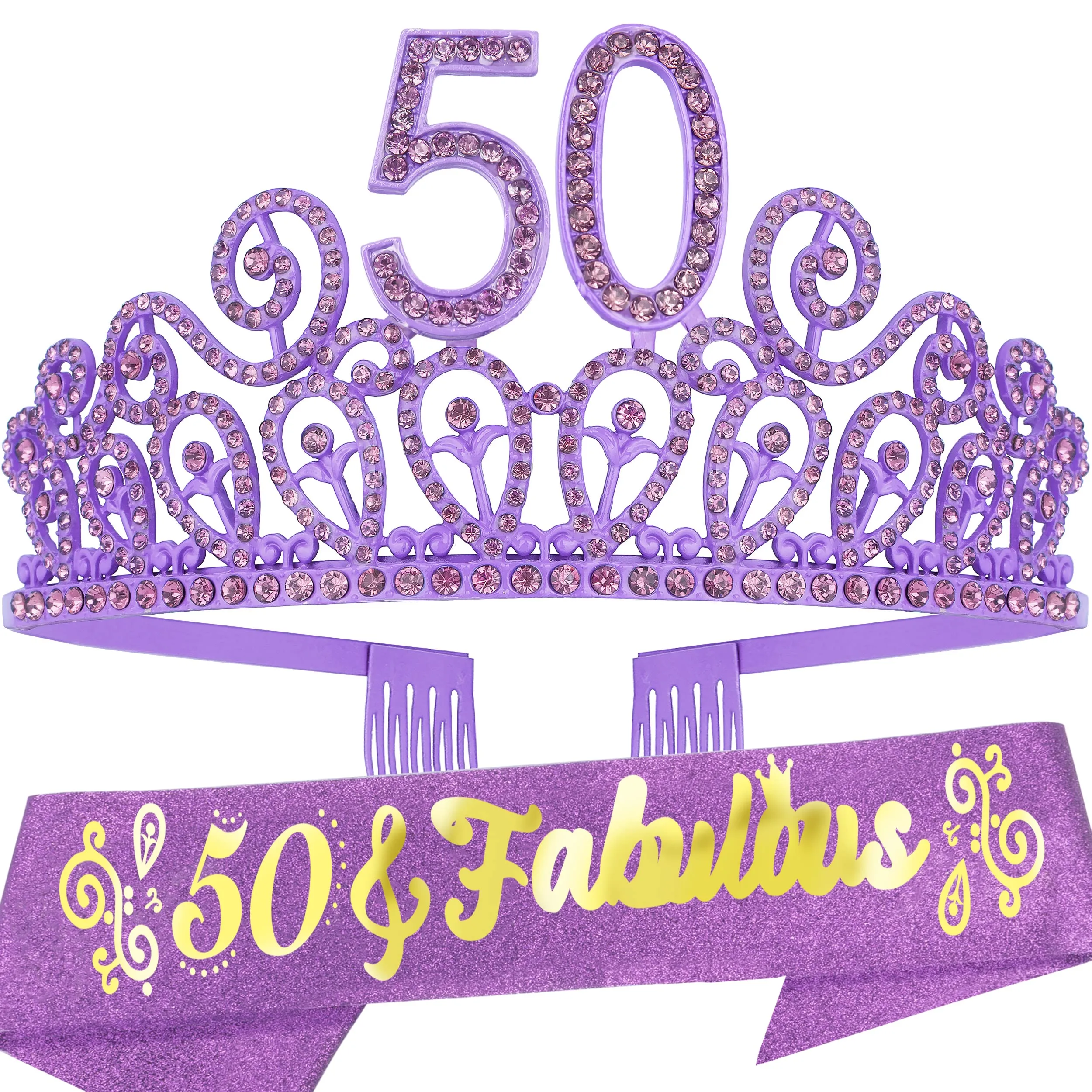 50th Birthday Sash And Tiara For Women - Fabulous Glitter Sash   Ripples