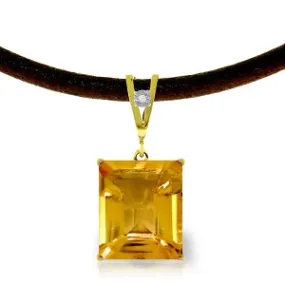 6.51 Carat 14K Solid Yellow Gold Solitude Citrine Diamond Necklace