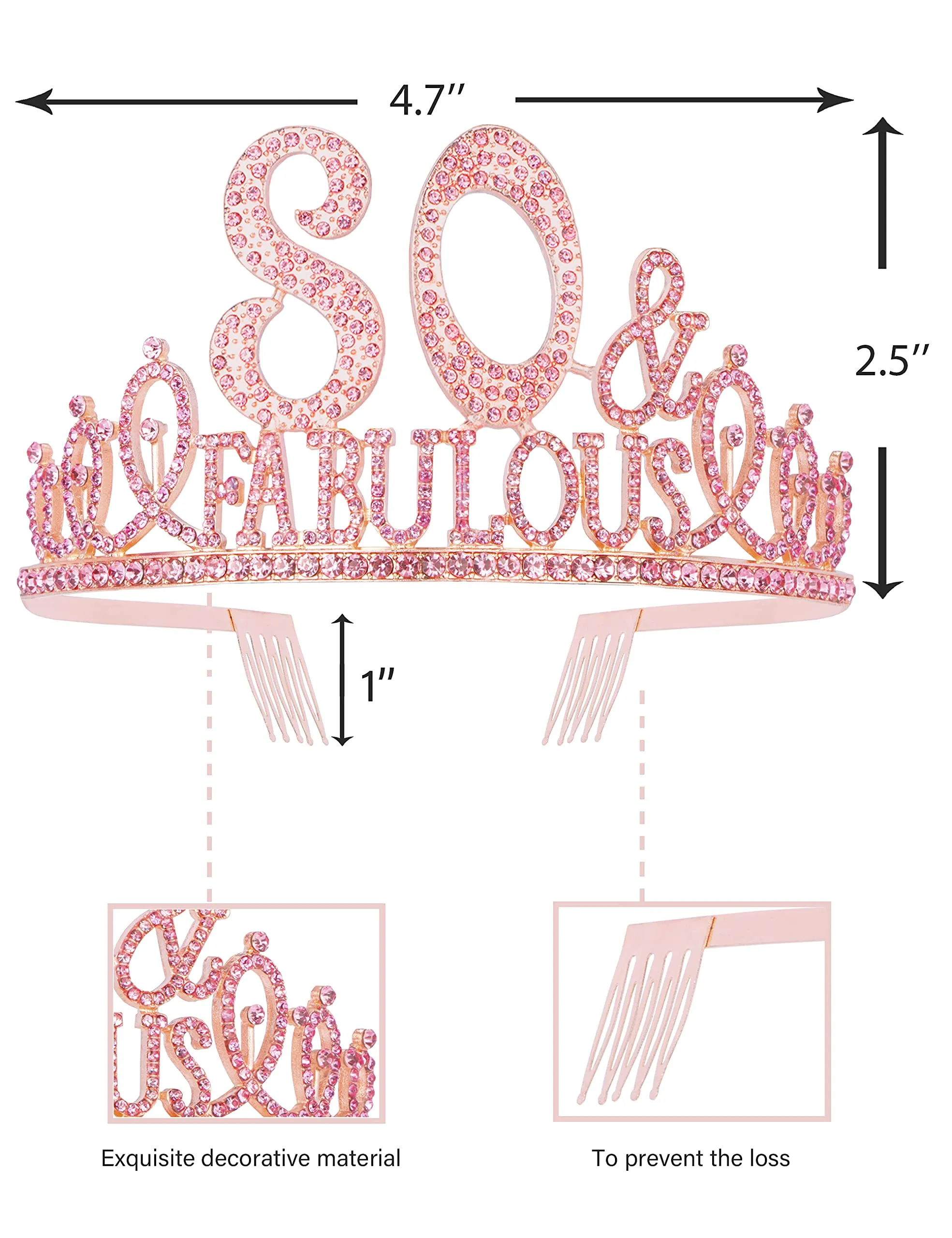 80th Birthday Gifts for Women, 80th Birthday Crown and Sash for Women, 80th Birthday