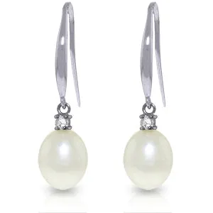 8.1 Carat 14K Solid White Gold Life Of Celebration Pearl Diamond Earrings