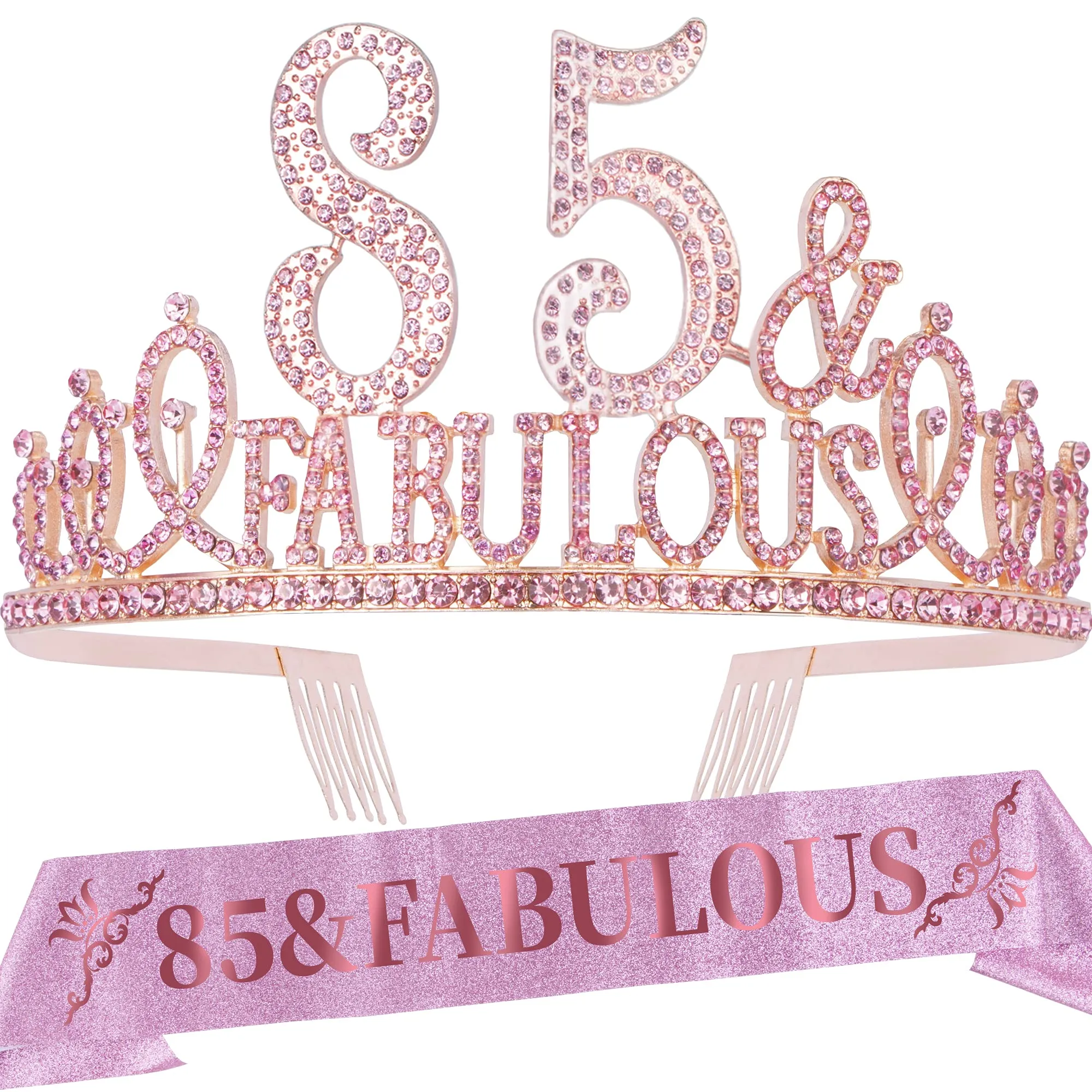 85th Birthday Gifts for Women, 85th Birthday Crown and Sash for Women, 85th Birthday