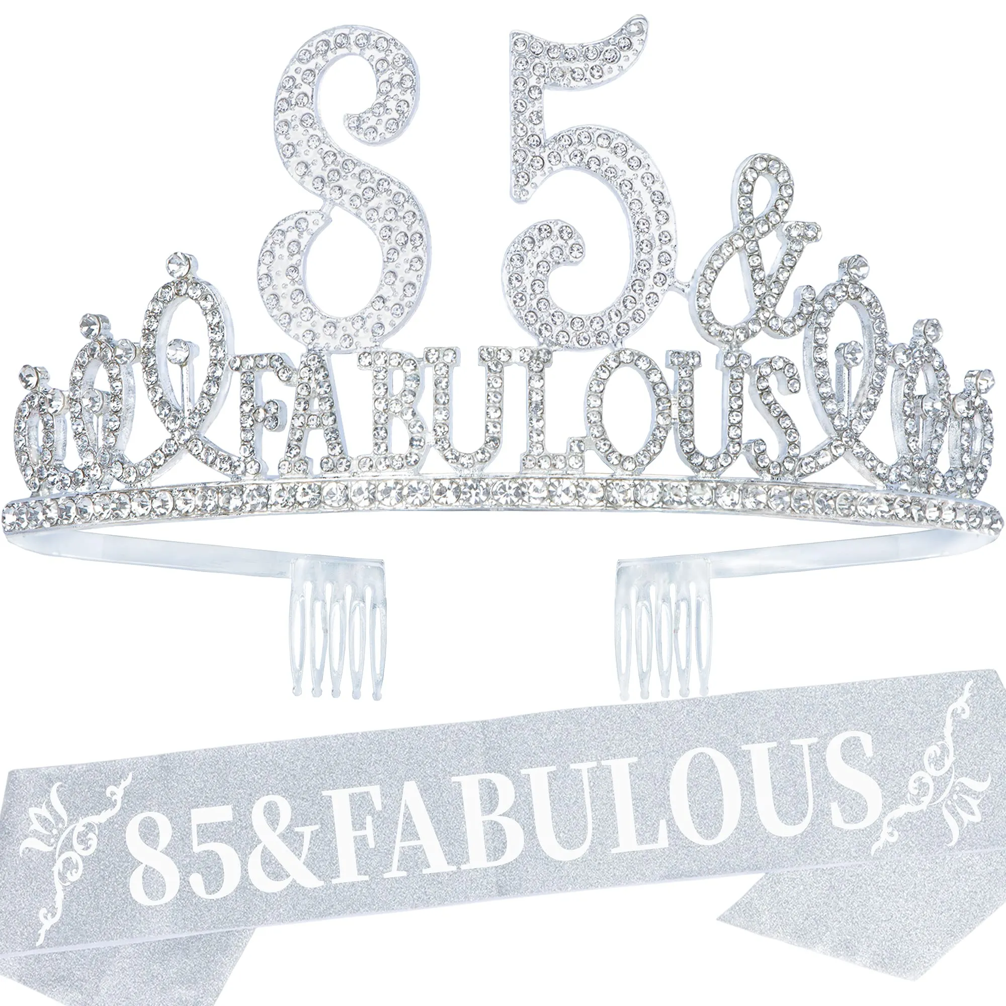 85th Birthday Gifts for Women, 85th Birthday Crown and Sash for Women, 85th Birthday