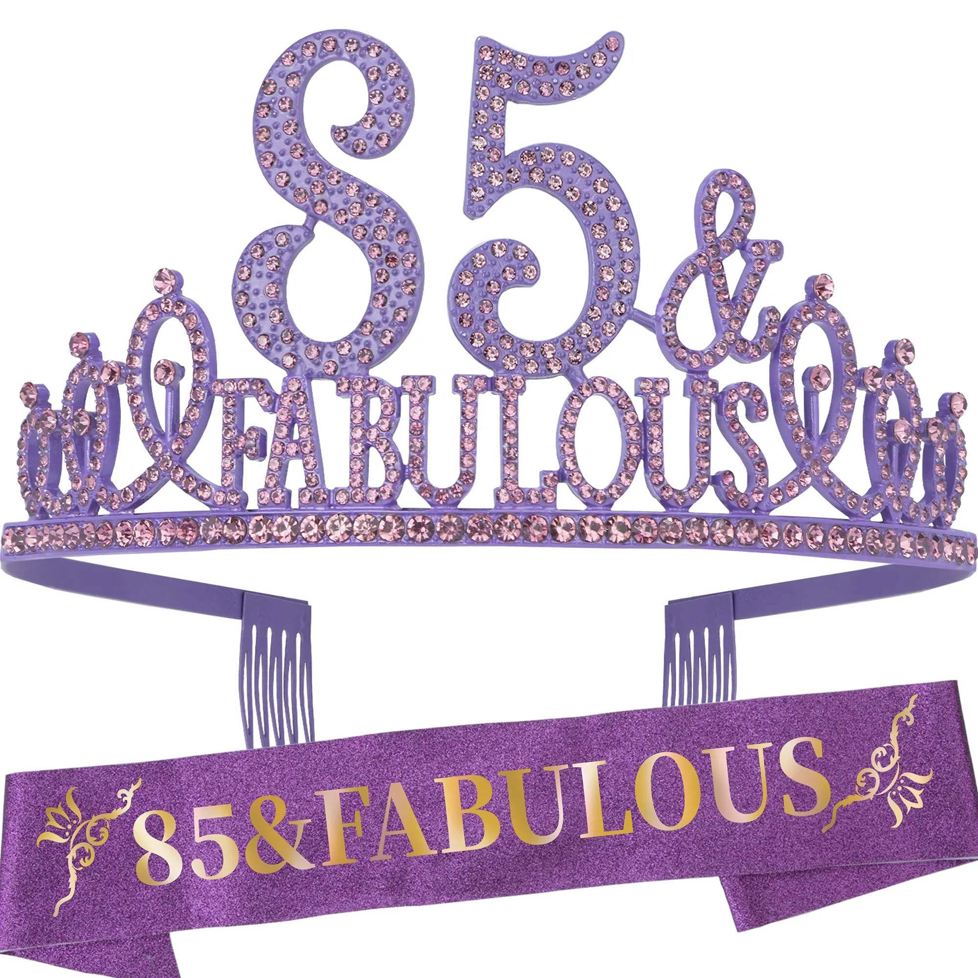 85th Birthday Gifts for Women, 85th Birthday Crown and Sash for Women, 85th Birthday