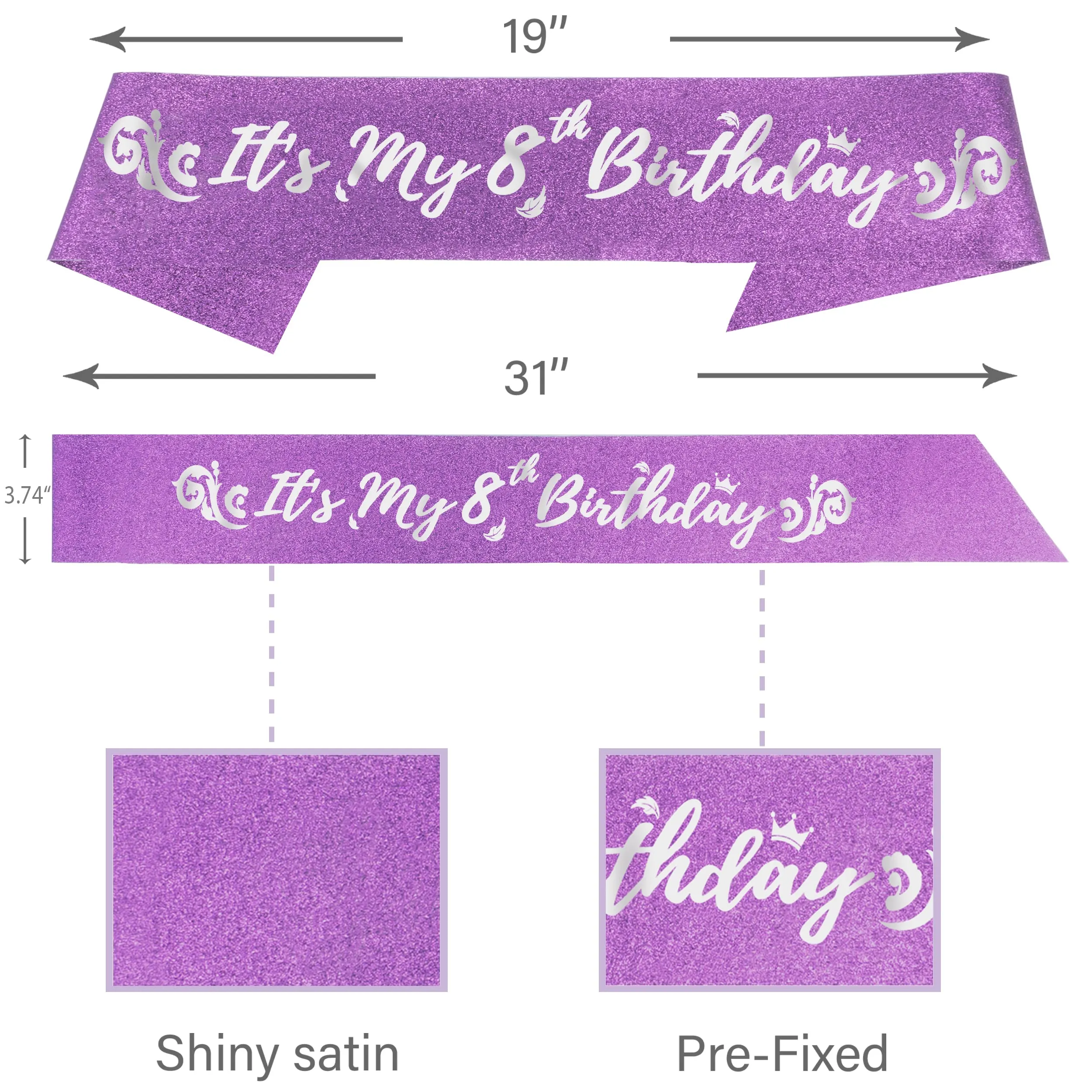 8th Birthday, 8th Birthday Gifts for Girls, 8th Birthday Tiara and Sash, 8th Birthday