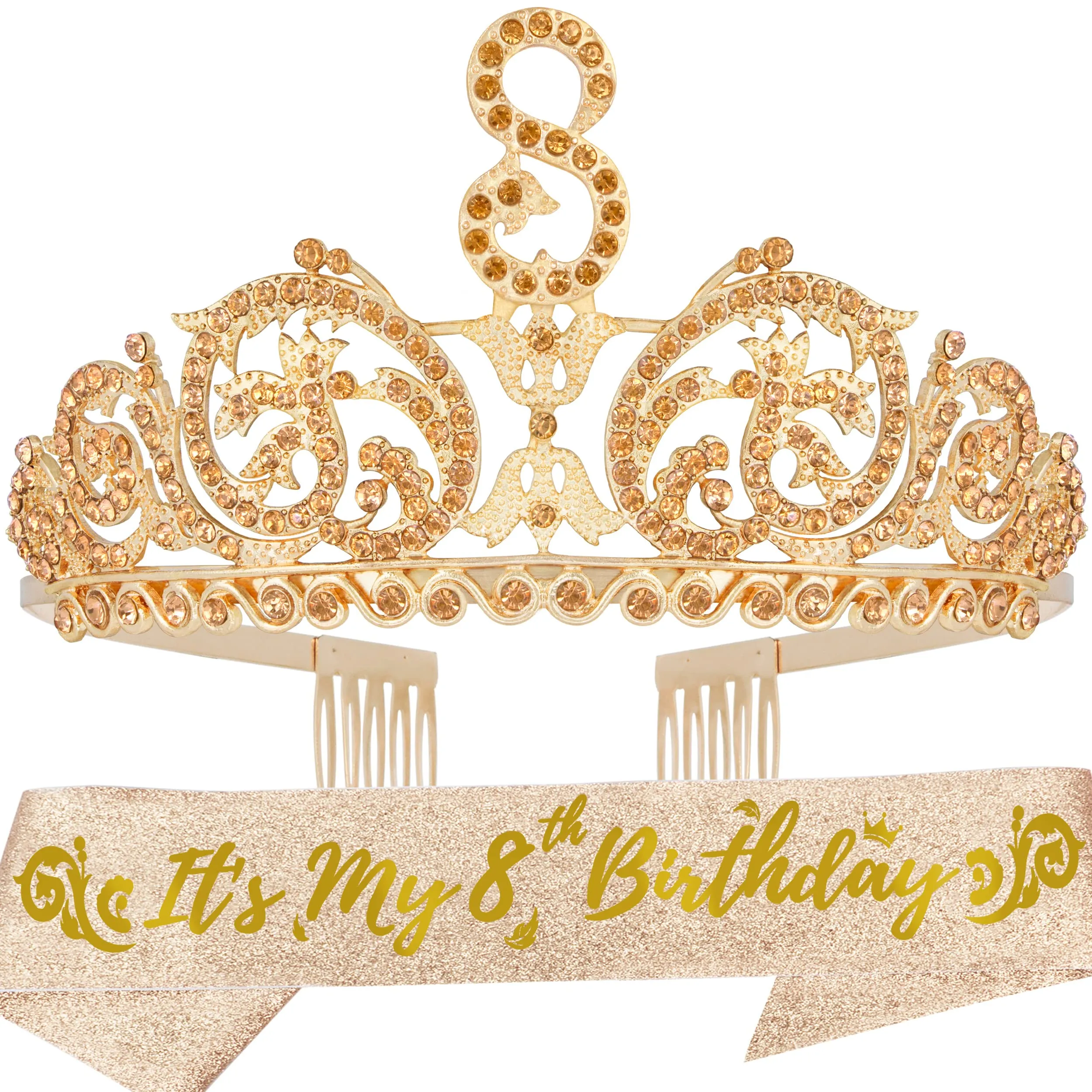 8th Birthday, 8th Birthday Gifts for Girls, 8th Birthday Tiara and Sash, 8th Birthday