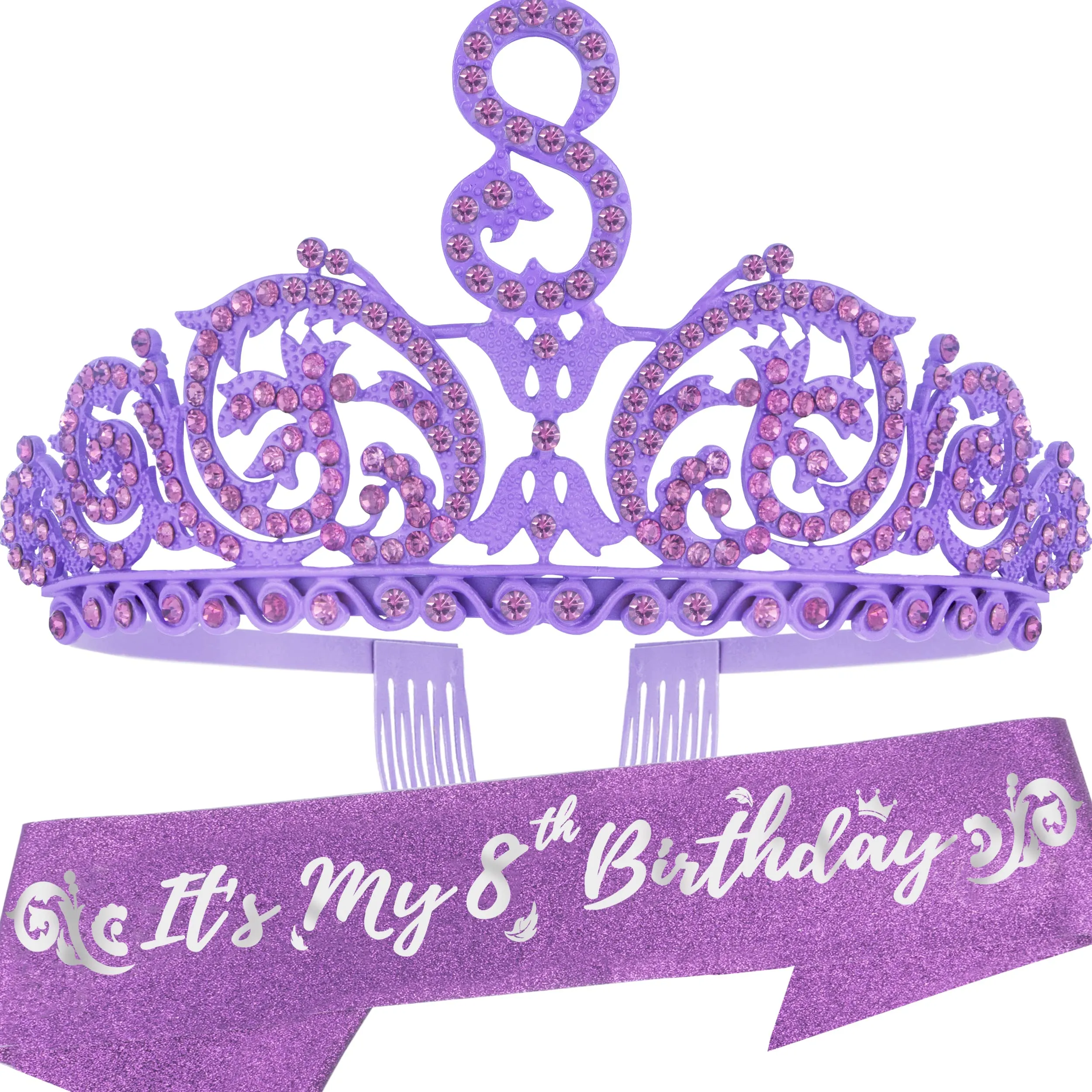 8th Birthday, 8th Birthday Gifts for Girls, 8th Birthday Tiara and Sash, 8th Birthday