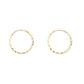 9ct gold diamond cut hoops / sleepers 16mm