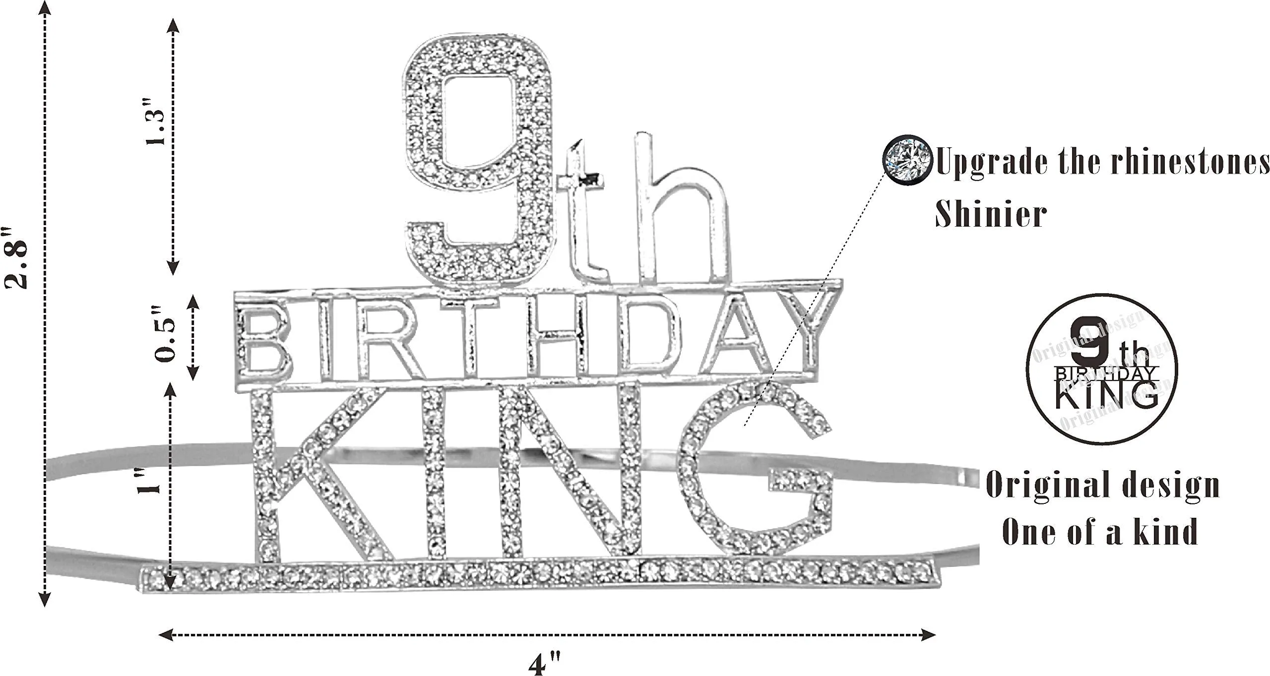 9th Birthday King Crown,9th Birthday Gifts for Boy,9th Birthday King Sash,9th Birthday