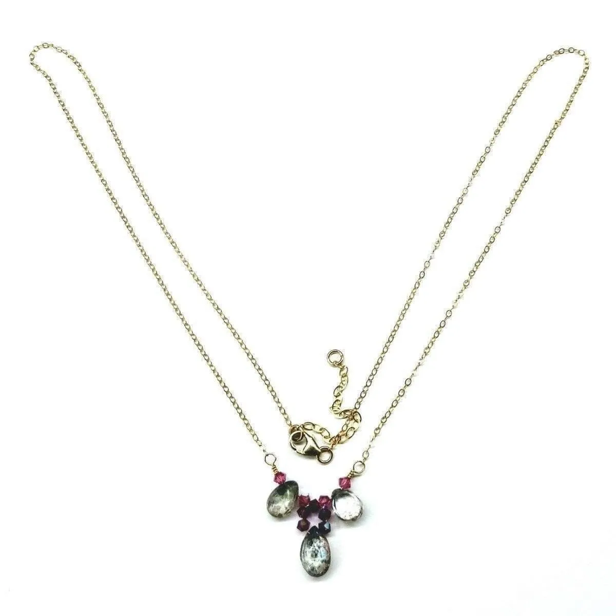 Adjustable 14K Gold Filled Wire Wrapped Multiple Gemstone Collier necklace