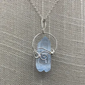 Adjustable Sterling Silver Hand Wire Wrapped Dumortierite Quartz Necklace