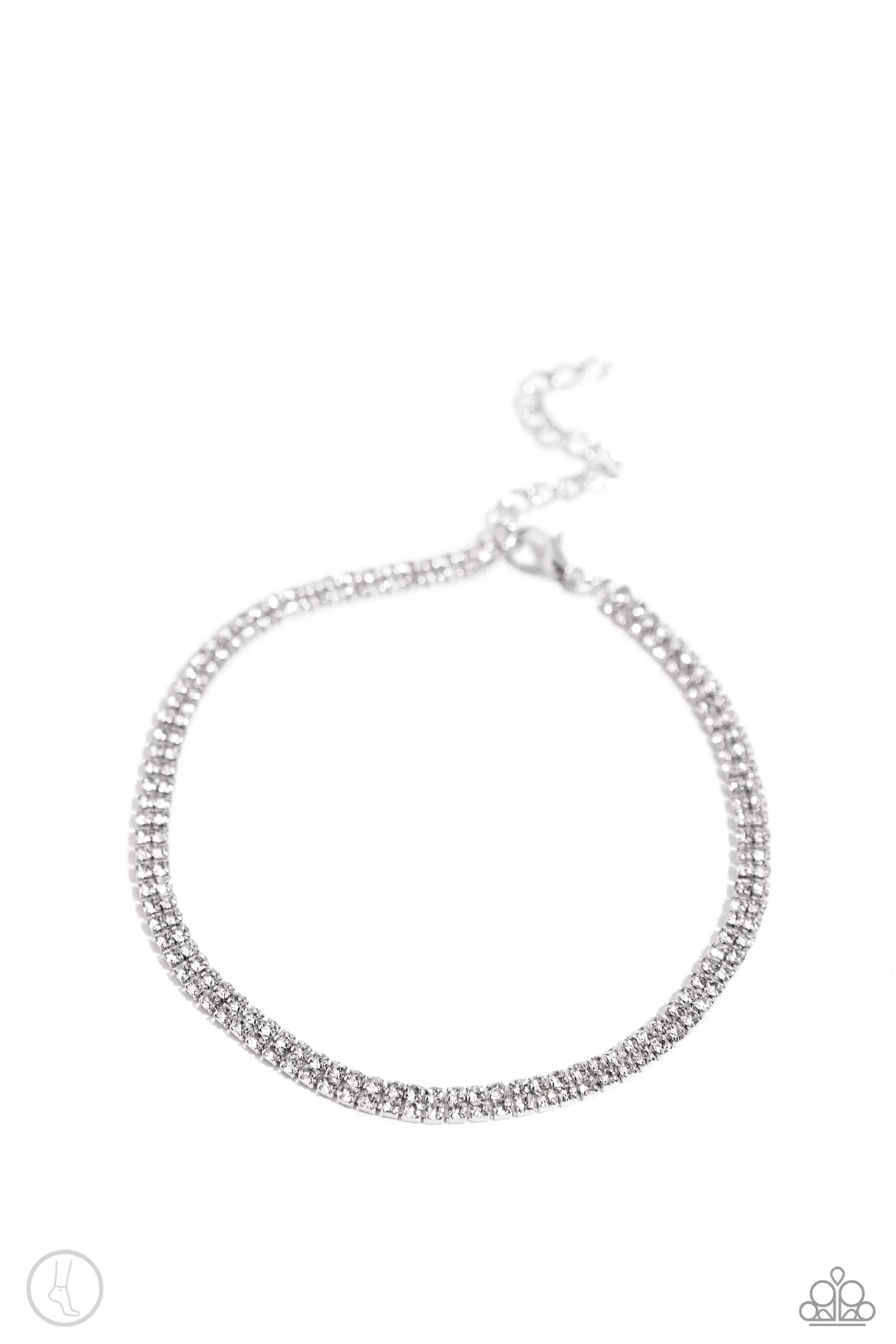 Adorable Anklet - White - Rhinestone Paparazzi Anklet - 2024 Empower Me Pink Exclusive