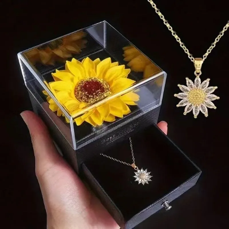 Amazon Sunflower Simulation Flower Flower Ornaments Necklace Mother's Day Valentine's Day Christmas Gift