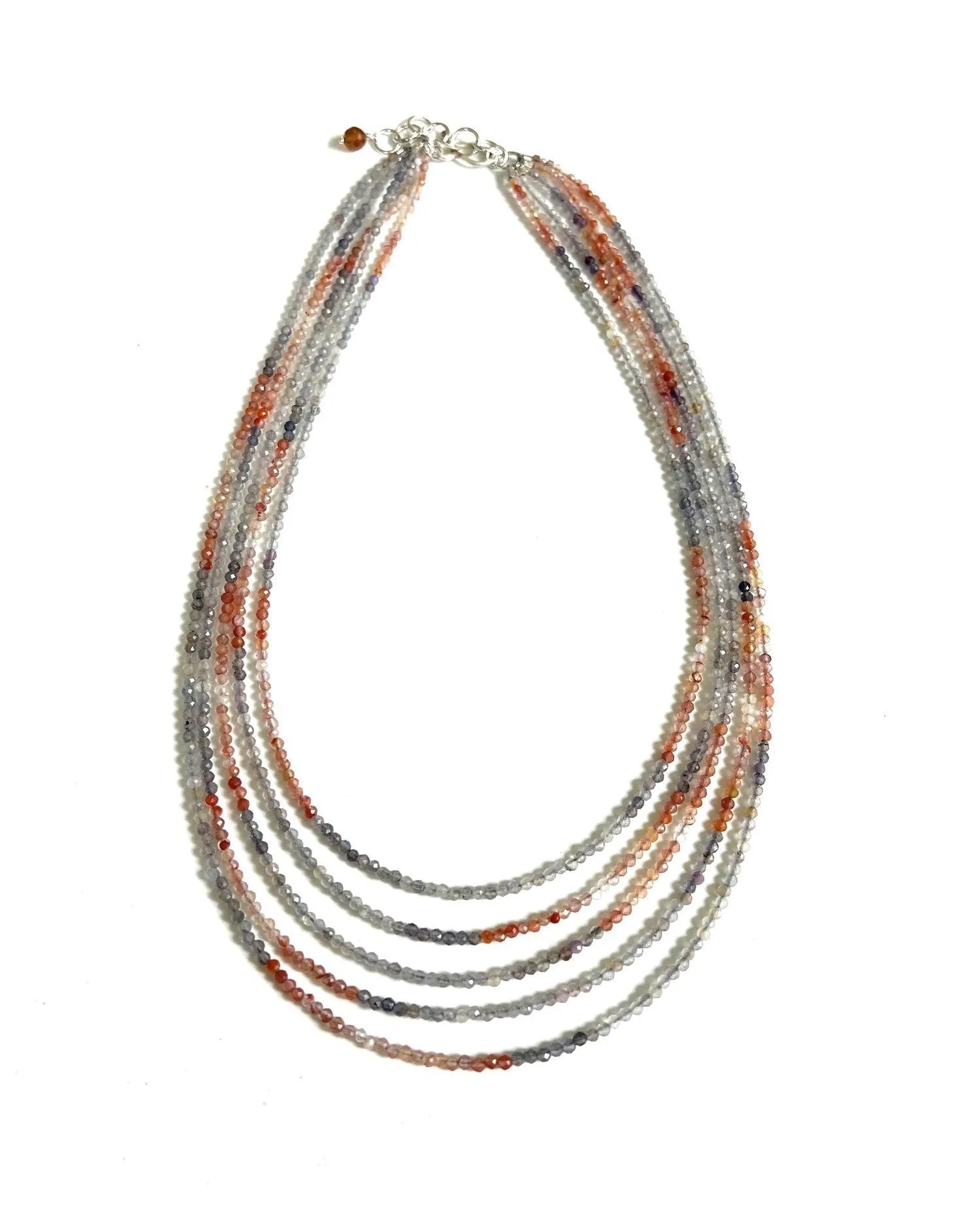 ANN LIGHTFOOT - FIVE TRAND IOLITE AND CARNELIAN STRAND NECKLACE