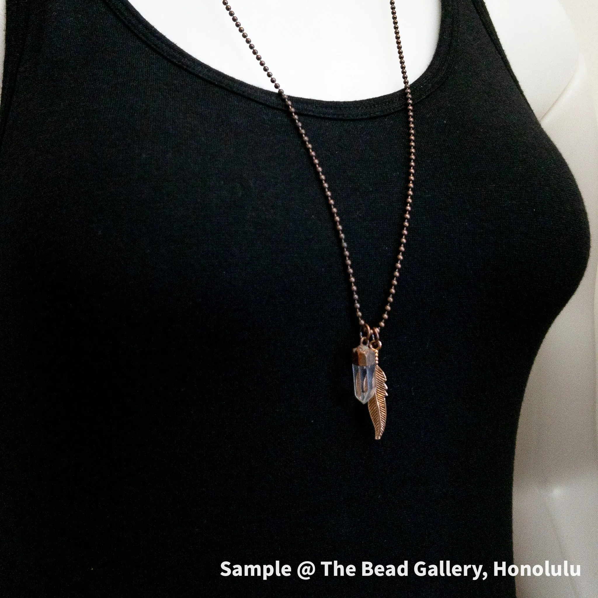 Antique Copper Free Spirit Feather Necklace (3 Charm Options)