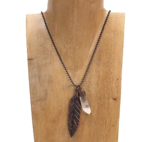 Antique Copper Free Spirit Feather Necklace (3 Charm Options)