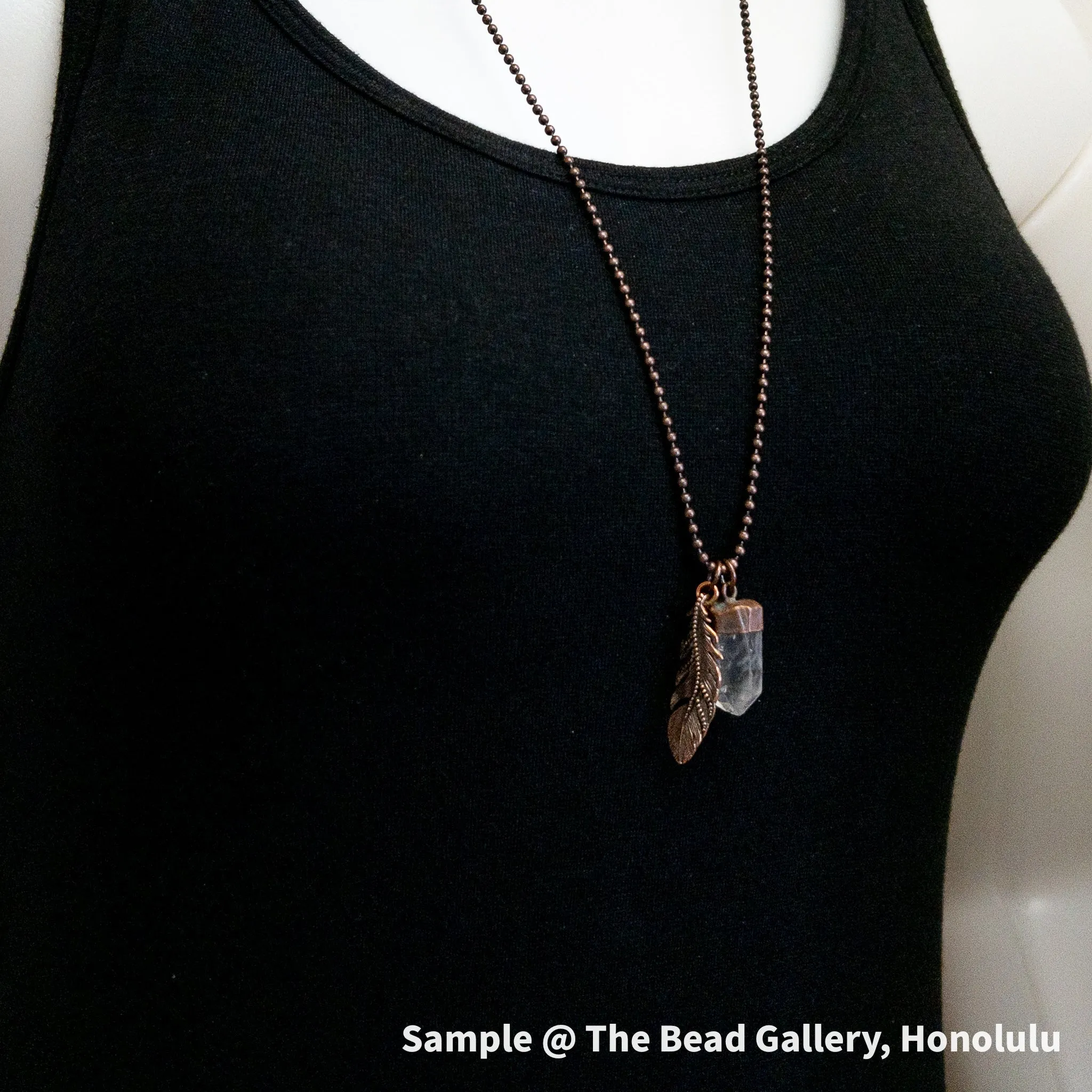 Antique Copper Free Spirit Feather Necklace (3 Charm Options)