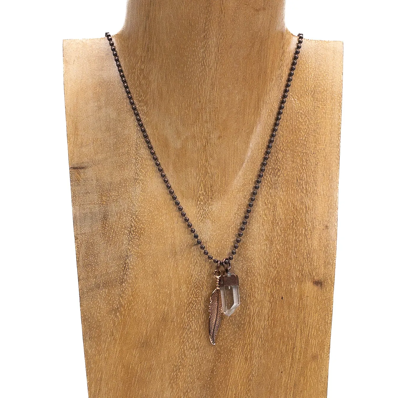 Antique Copper Free Spirit Feather Necklace (3 Charm Options)