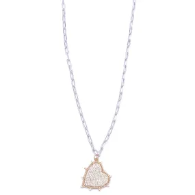 Ashley Gold Stainless Steel CZ Encrusted Spike Heart Pendant Necklace