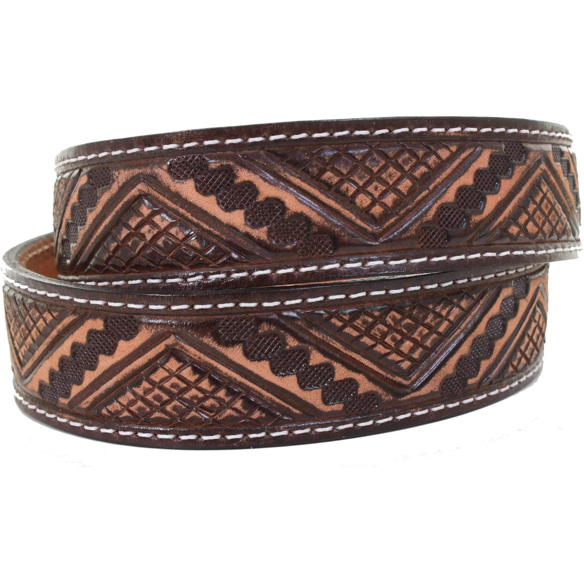 B984 - Brown Vintage Tooled Belt