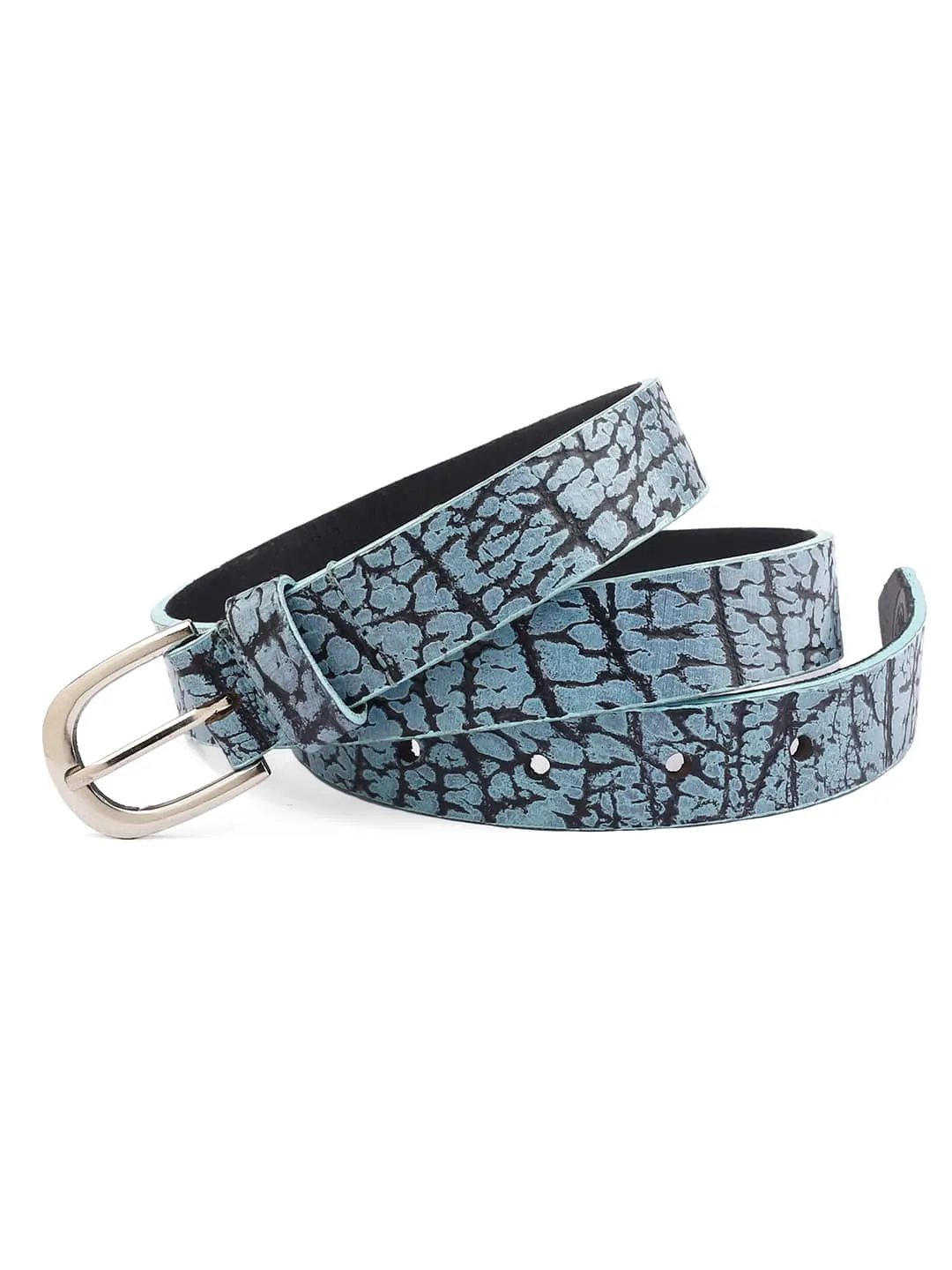 Bacca Bucci Azure Serpentine 22mm Textured Fashion Belt for Women, Genuine Leather