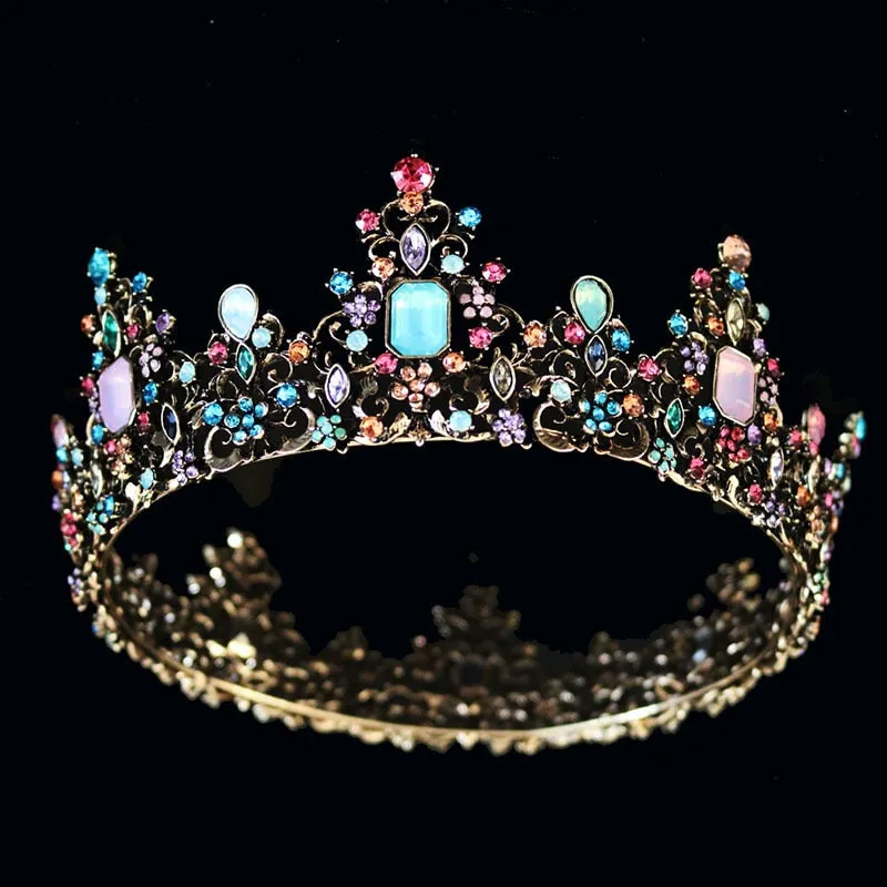 Baroque Royal Queen Crown Luminesque Crystal Rhinestones- Bride- Quinceañera