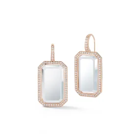 BELL 18K DIAMOND, AND ROCK CRYSTAL RECTANGULAR EARRINGS