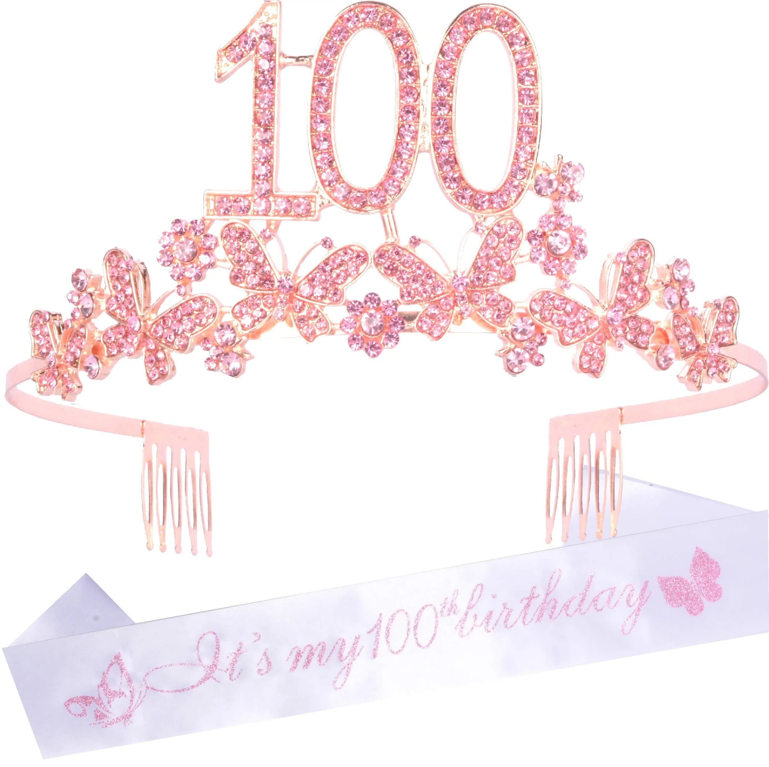 Birthday 100th,100 Birthday,Happy 100th Birthday Banner,100th Birthday Tiara,100th