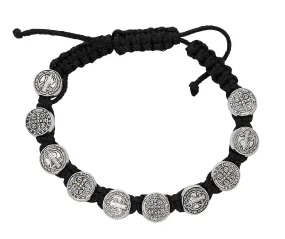 BLACK ST. BENEDICT CORD BRACELET-BR452C