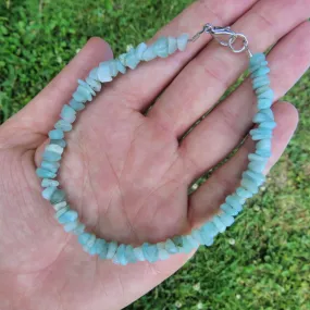 Blue Amazonite Crystal Anklet | Beaded Stone Ankle Bracelet