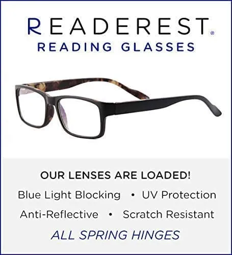 Blue-Light-Blocking-Reading-Glasses-Black-Camo-1-00-Magnification-Computer-Glasses