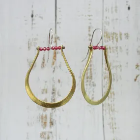 Brass and Bead Stirrup Earrings by Eric Silva