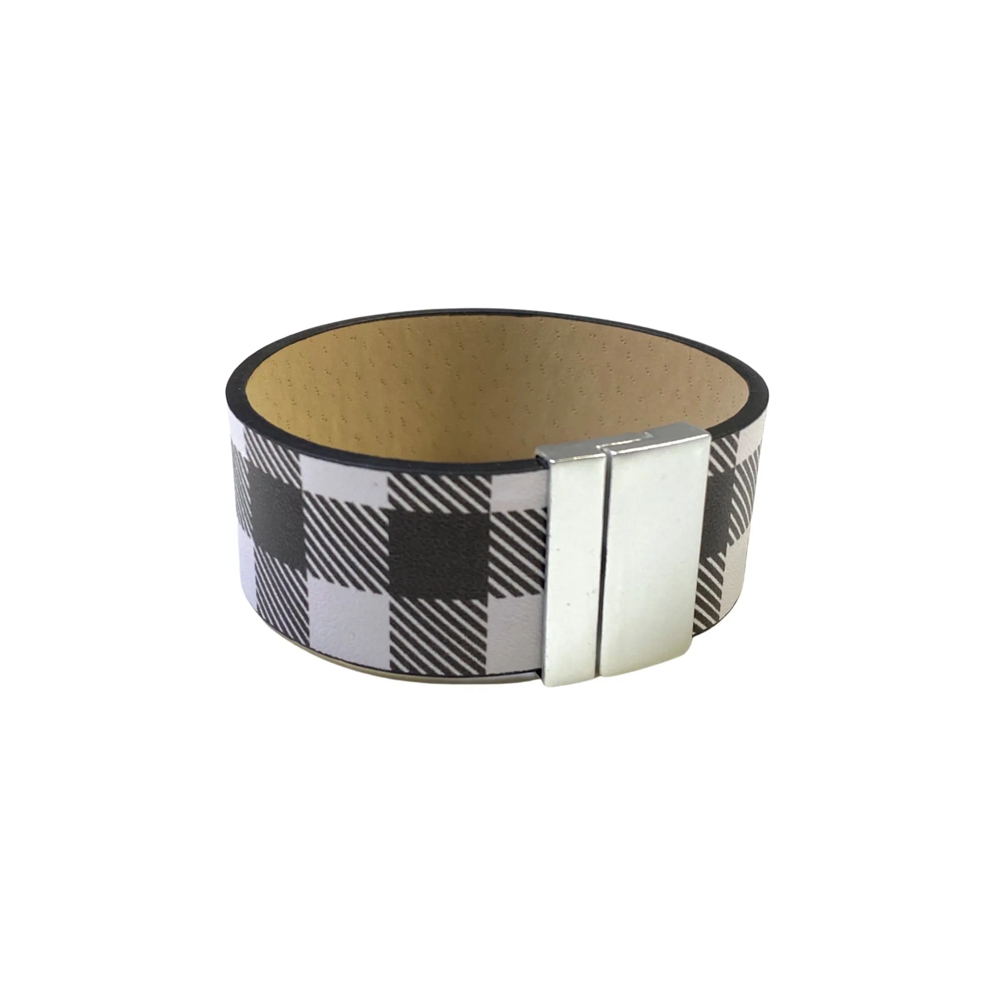 Buckle-Up White Plaid Bracelet