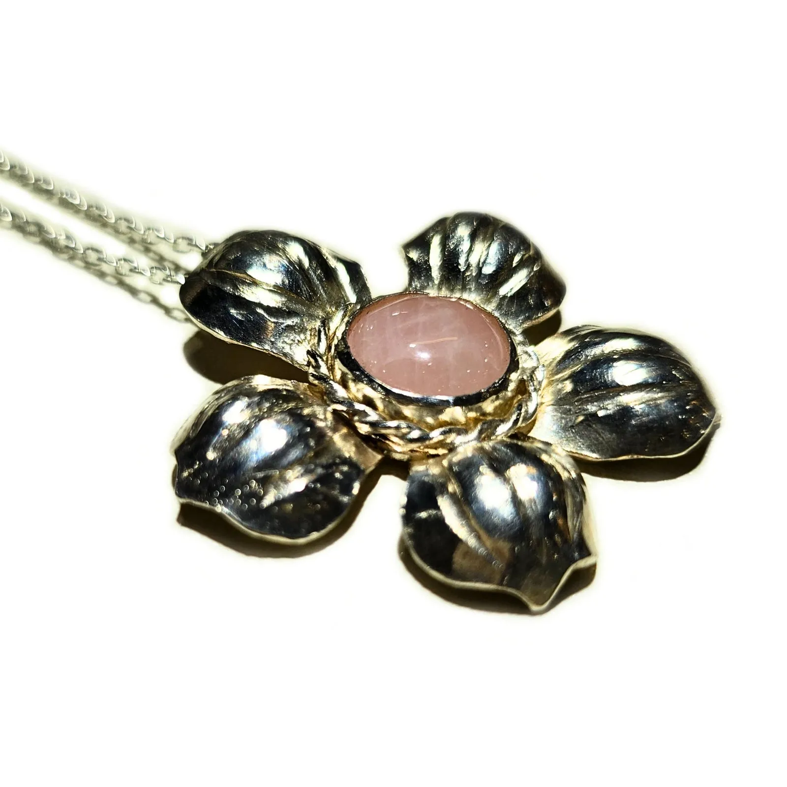 Calantha Repousse Flower Pendant