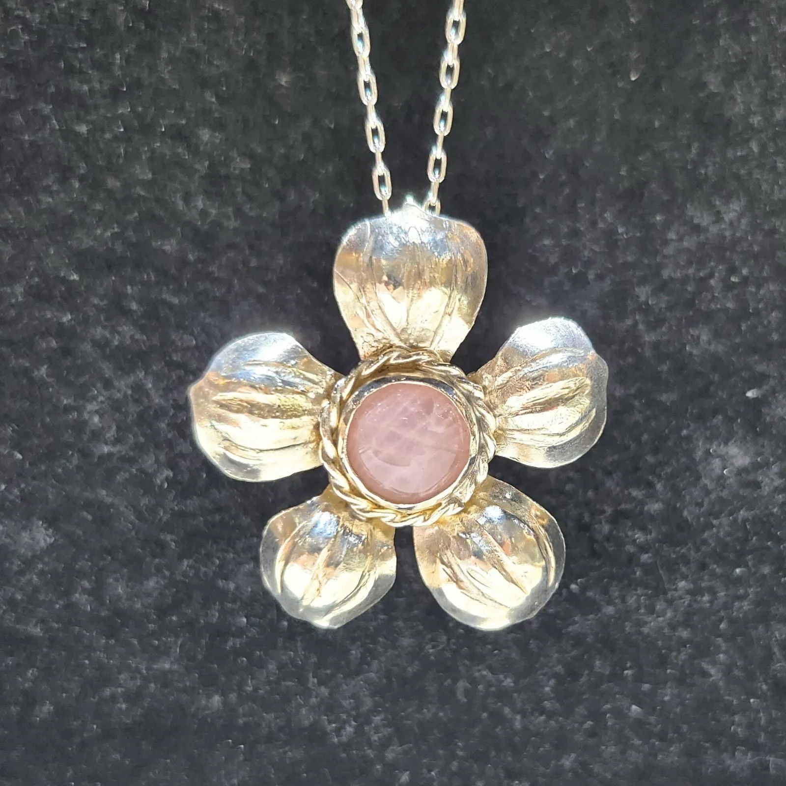 Calantha Repousse Flower Pendant